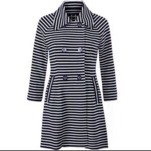 Cabi Maritime Nautical Trench Stripe‎ Coat Womens Sz XS Preppy Old Money
